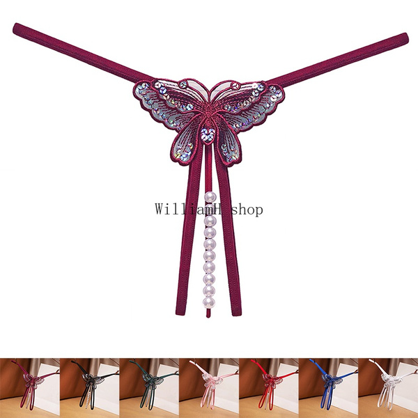 Butterfly Embroidery Mesh Thong