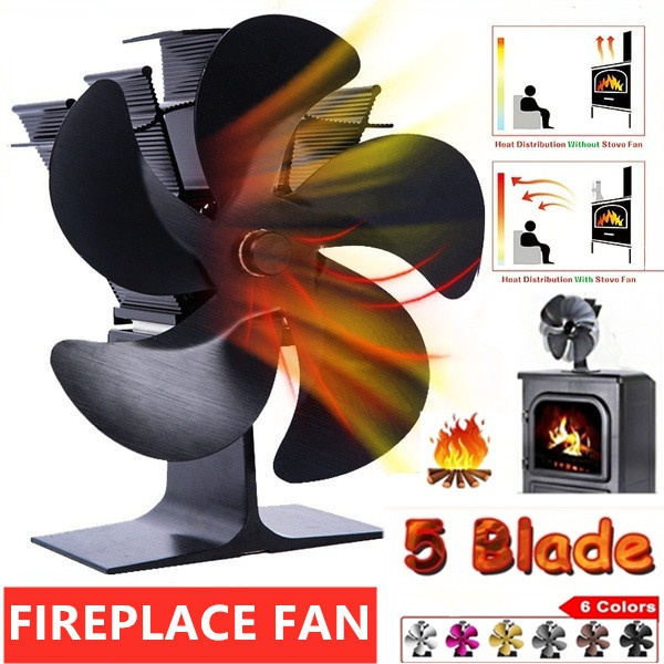 5 Blades Heated Powered Stove Fan Portablefor Thermal Power Stove Fan ...