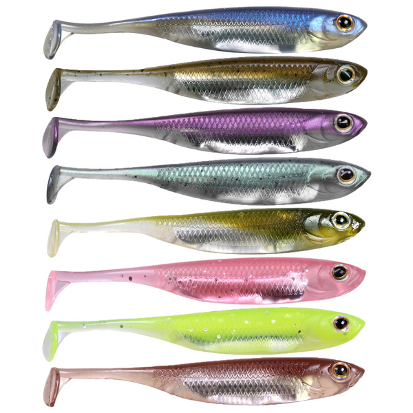 Rubber Soft Fishing Baits, Worm Artificial Lures, 5g/9cm Shad Fishing Lure,  Minnow Swimbaits with T-Type Paddle Tail for Bass Trout Pike Walleye