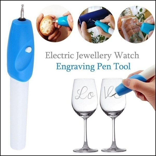 Electric Engraving Pen Jewelry Engrave Pen DIY Wood Glass Metal Engraver  Pen Carve Engraving Tool (Color: Blue)