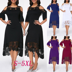 lace dresses, short sleeve dress, Lace, long dress