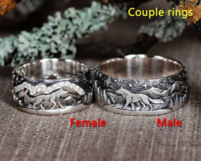 wolftotemring, Couple Rings, Antique, giftforgirlfriend