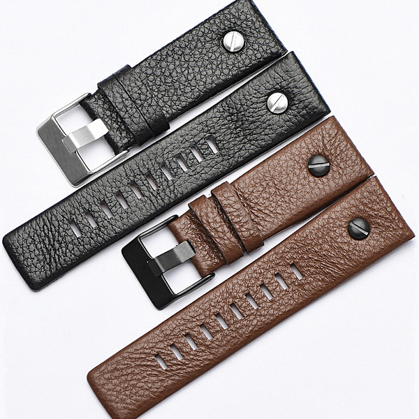 Genuine Leather Watch Strap for Diesel Lychee Pattern Pin Buckle