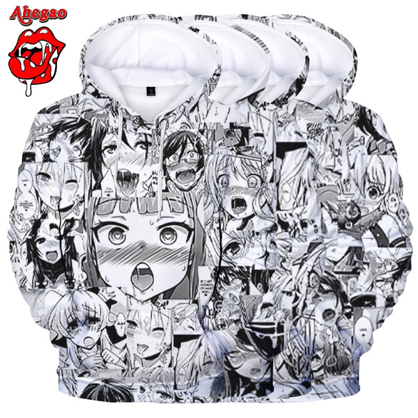 Men Women 3D Printed Hoodies Ahegao Hentai Japanese Anime Hoodie Girls Face  Tops Kawaai Cute Pullovers Plus Size 5X | Wish