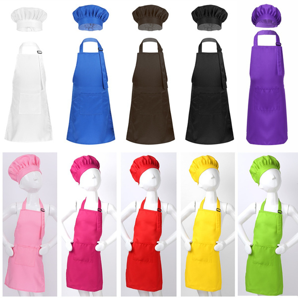 Kid's Kitchen Cooking and Baking Wear Apron and Chef Hat Set with ...