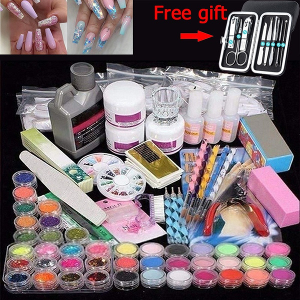 Aokitec 12 Colors Acrylic Nail Kit Acrylic Powder Glitter Nail Art Manicure  Set | eBay