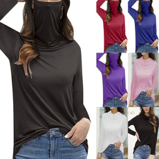 highnecktshirt, Sleeve, solidcolorpullover, Long Sleeve