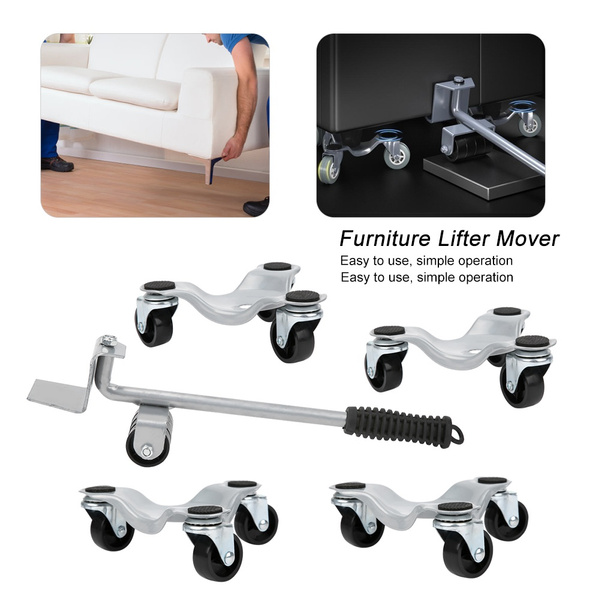 Upgrade Furniture Moving Artifact Heavy Object Movers with Universal Wheel Crowbar Three Wheel Mover Dolly with Casters Triangle Iron Mover Heavy Moving Tool for Furniture Sofa Bed Bookcase 9 Pack