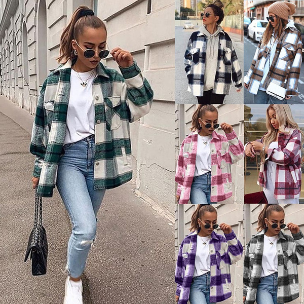 plaid shirt jacket plus size