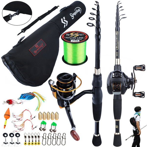 Sougayilang Spinning/Casting Fishing Combo 1.8M-2.4M Fishing Rod and Fishing  Reel and Fishing Carrier Bag Fishing Lure Accessories