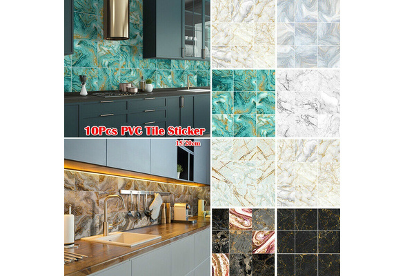 Cheap 15/20cm Marble Tile Sticker PVC Self Adhesive Wall Sticker Bathroom  Kitchen Camper Home Decoration