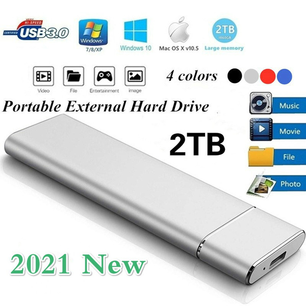 External HardDrive 1TB 2TB Portable HardDrive HighSpeedUSB 3.1 External HDD External HardDrive forMacPC,Laptop 2TBSilver 