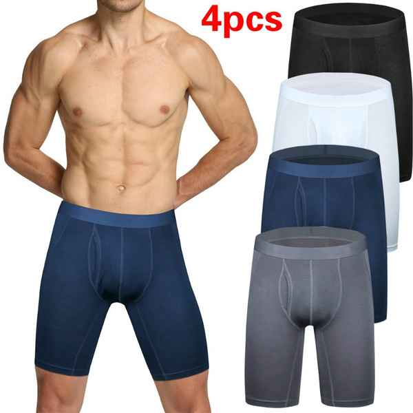 Mens Underpants Long Leg Boxer Shorts Seamless Trunks Antibacterial ...