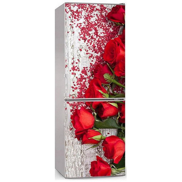 Creative Rose Flower Water Fridge Door Sticker Self Adhesive Refrigerator Mural