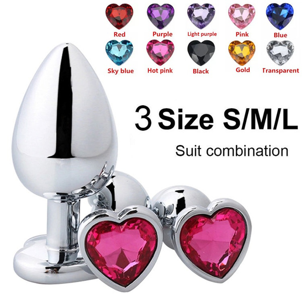 Butt Plug Anal Toy Colorful Jewel Metal Stainless S/M/L For Women Men  Couples