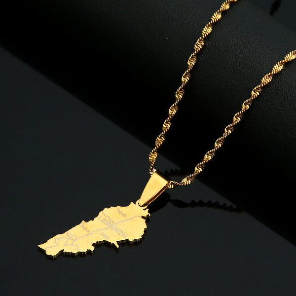 Liban Map Necklace Pendants Chain Women Men Gold Color Jewelry Lebanon ...