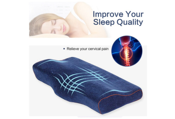 show original title Details about   Memory Foam Pillow Neck Massage Ergonomic Curve Cervical Cush Bed Pillow 