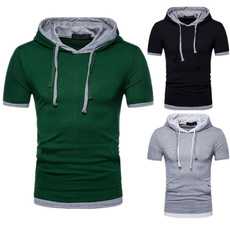 Summer, stitchingtshirt, hooded, Sleeve