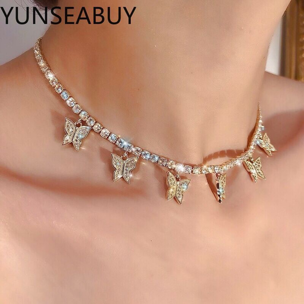 butterfly diamond choker