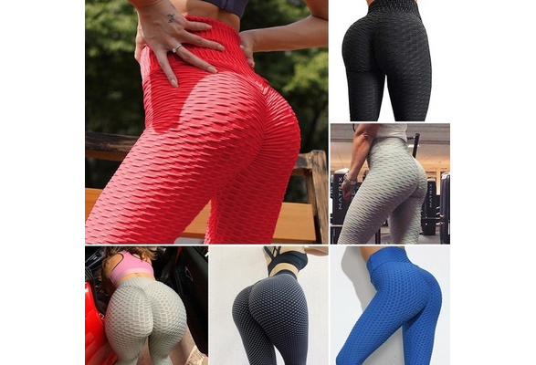 2021 Women Sport Yoga Pants Tight Leggings High Waisted Textured Ruched Butt  Lifting Anti Cellulite