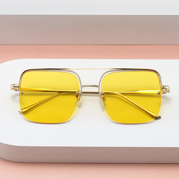 Amazon.com: Oversized Clear Lens Sunglasses Women One Piece Big Frame  Luxury Sun Glasses for Female Metal T Letter Retro Glasses (Color : Black  Yellow, Size : One Size) : Clothing, Shoes & Jewelry