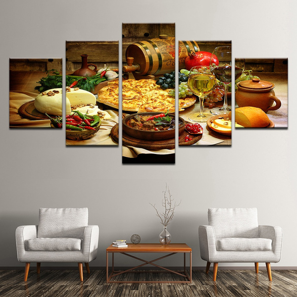 Home Decor Painting Modern Wall Art Frame Restaurant Kitchen Modular Posters Pictures 5 Pieces Food And Drinks Hd Printed Canvas Wish - Mexican Wall Art For Kitchen