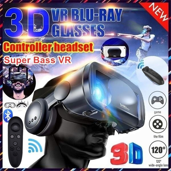 Virtual Reality 3D VR Glasses with Headset Super Bass VR Headset with ...