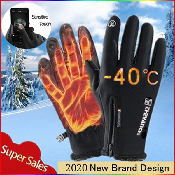 Waterproof Outdoor Thermal Full Finger Winter Warm Gloves Anti-Skid Touch Screen 
