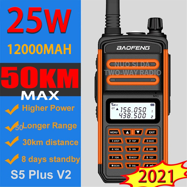 محيط يدور في مدار إسبانيا  2021 New BaoFeng Walkie Talkie 25W 50km MAX Long Range BF S5 Plus Two Way  Radio VHF UHF Portable Ham CB Radio Ip67 Waterproof Walkie Talkie | Wish