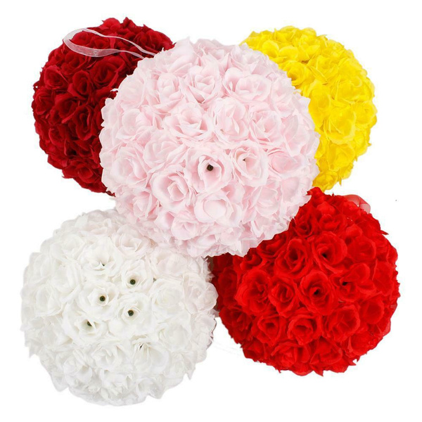 New 10" Wedding Bridal Kissing Ball 10pcs Silk Flower Ball Decoration Pomander 