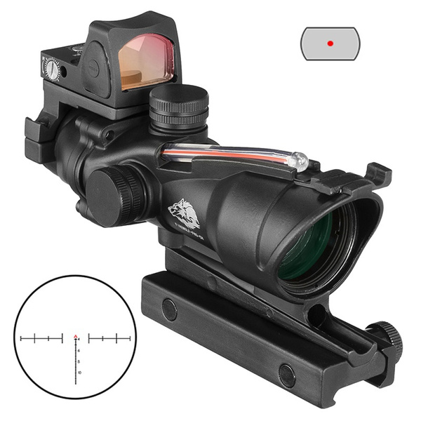 4x32 Scope Acog Fiber Red Illuminated Tactical Sight Rifle Green Reticle Optics 