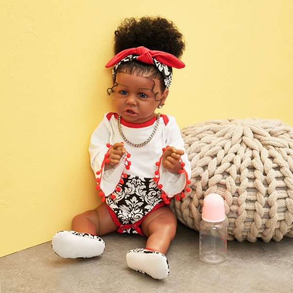 58cm Black African American Reborn Baby Doll Toy Lifelike Realistic ...