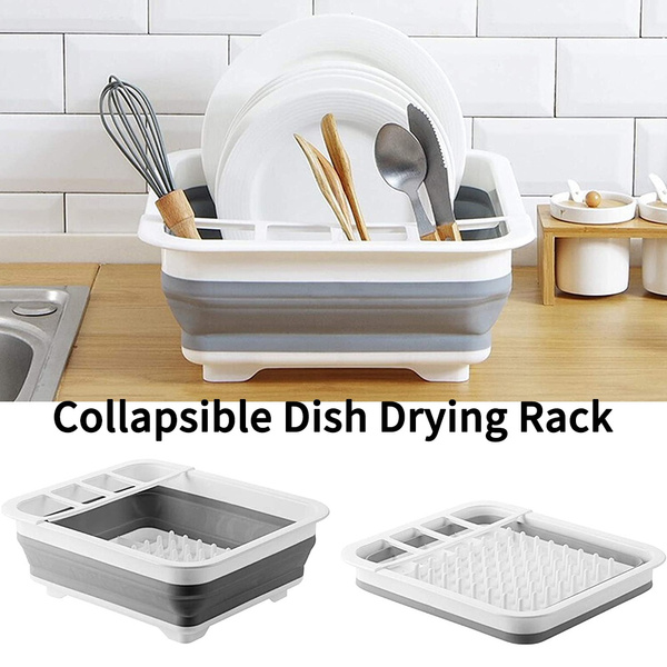 Collapsible Dish Drying Rack with Adjustable Swivel Sprout Dishes