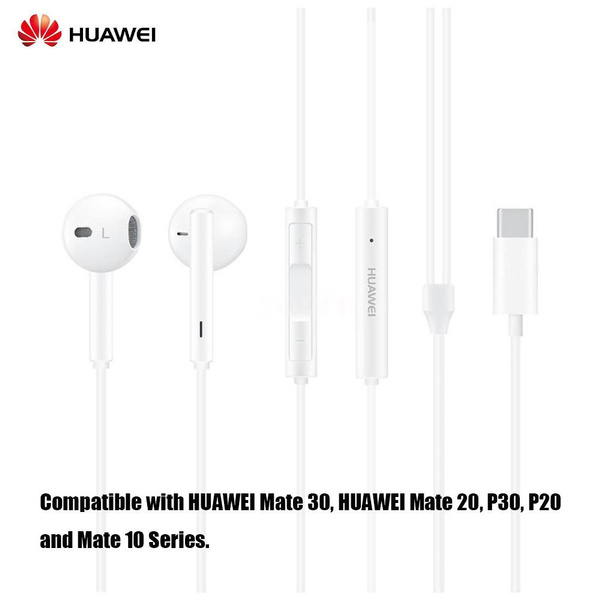 HUAWEI CM33 Classic Earphones (USB-C Edition) Half Corded Headset Handsfree Hi-Res High-Resolution Audio Immersive Wired Headphone with Mic Microphone Volume Control Wind Noise Reduction Cancellation Remote Control Compatible with HUAWEI