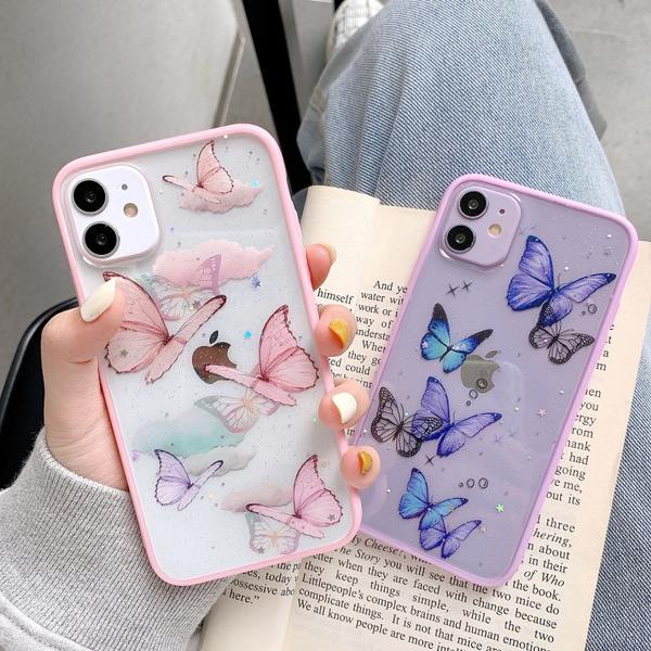 New Cute Purple Butterfly Phone Case For Iphone 12 Pro Max 11 Pro Max Se 2 Xr X Xs Max 7 8 Plus 12 Mini Glitter Clear Silicone Cover Wish