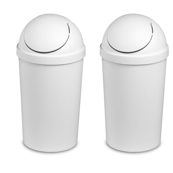 Sterilite 10838006 3 Gallon Round Swing Top Plastic Wastebasket, White (2 Pack) Wish
