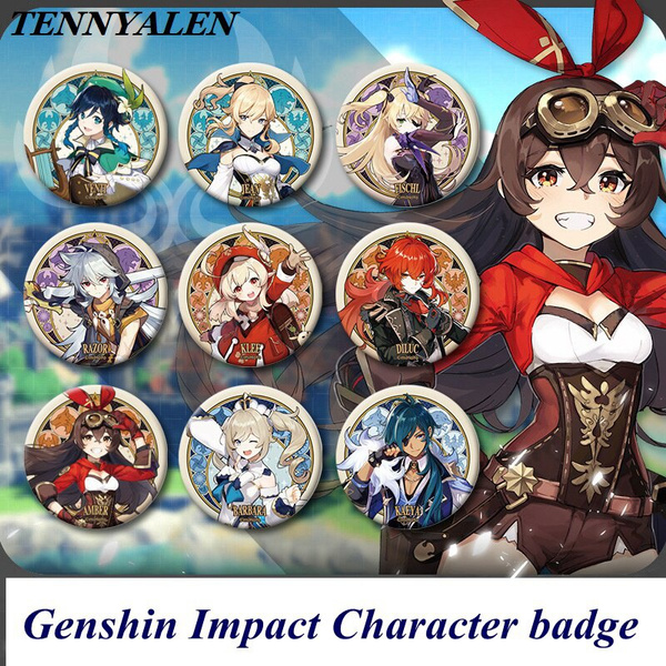 12pcs Genshin Impact Metal Insignia Wish