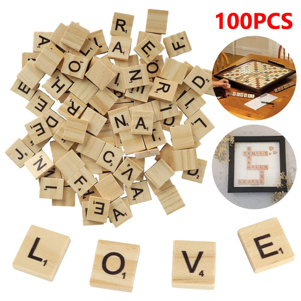 100Pcs Wood Letter Tiles Scrabble Letters for Crafts DIY Wood Gift  Decoration Making Alphabet Coasters Scrabble Crossword Game