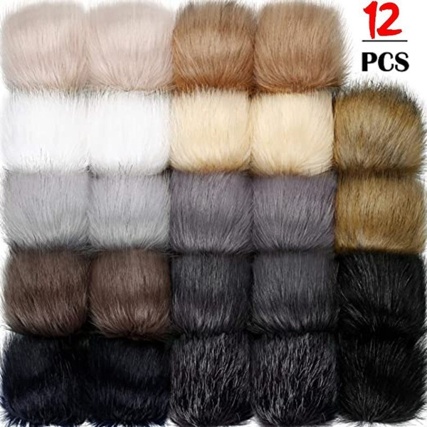 12pcs Faux Fox Fur Fluffy Pompom Ball for Hat Shoes Scarves Bag Charms 