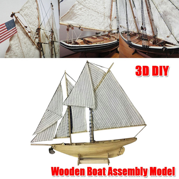 Wooden Ship Model Kit 1:87 Scale Classics Sail Boat DIY Toys Christmas Gift 
