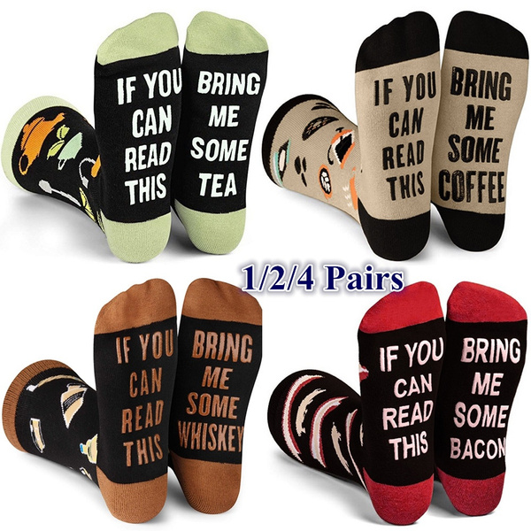 1/2/4 Pairs Socks, If You Can Read This Bring Me Funny Saying Wine