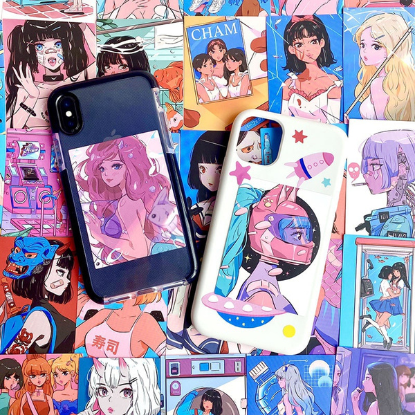 10/36Pcs Retro Japanese Girl Stickers Scrapbooking Decorative Sticker