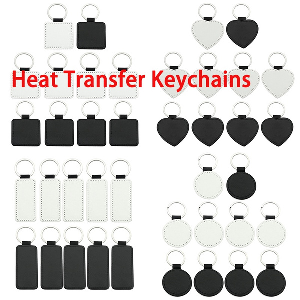 10Pcs Leather Keychain Blank MDF Keychain Sublimation Heat