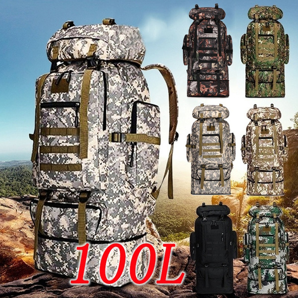 100L Military Tactical Backpack Camping Hiking Outdoor Travel Rucksack  Luggage