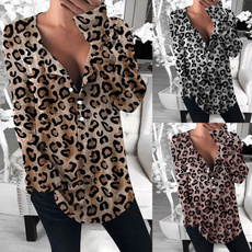 Fashion, Women Blouse, Long Sleeve, leopard top