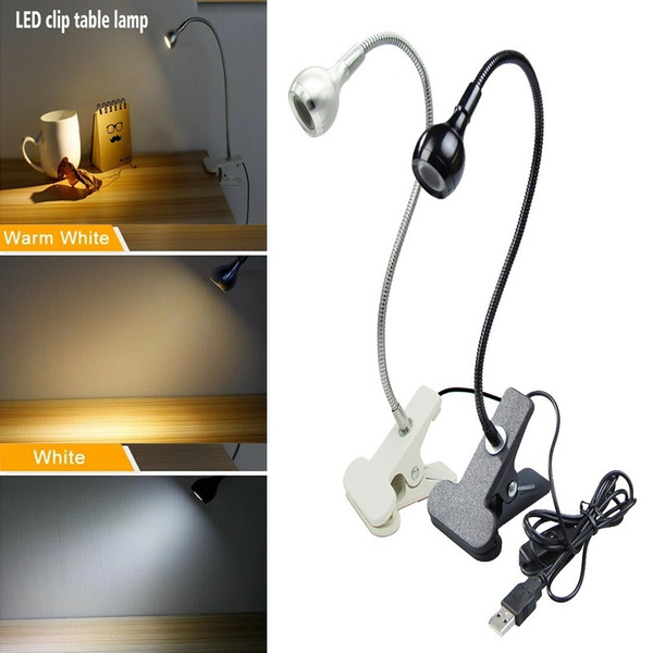 USB Flexible LED Reading Light Clip-on Beside Bed Desk Table Study