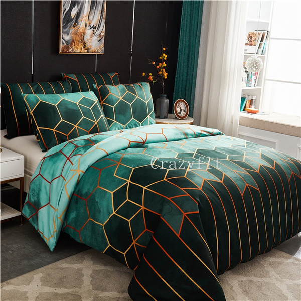 Simple Geometric Gradient Bedding Set 220x240 King Single Double Queen Duvet  Cover Set Nordic Couple Quilt Covers