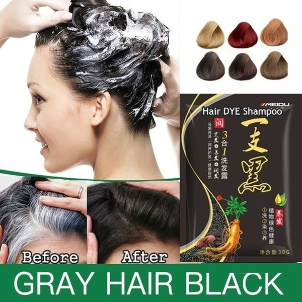 30g bag Natural Soft Shiny Hair Dye Shampoo 5 Colors Hair Color