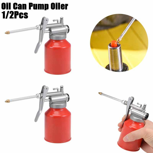 Oil Can Pump Oiler,250ML Metal High Pressure Oiler Lubrication Oiling