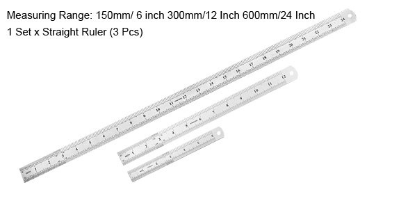 Straight Ruler 150mm 6 Inch 300mm 12 Inch 600mm 24 Inch Metric 1 Set 